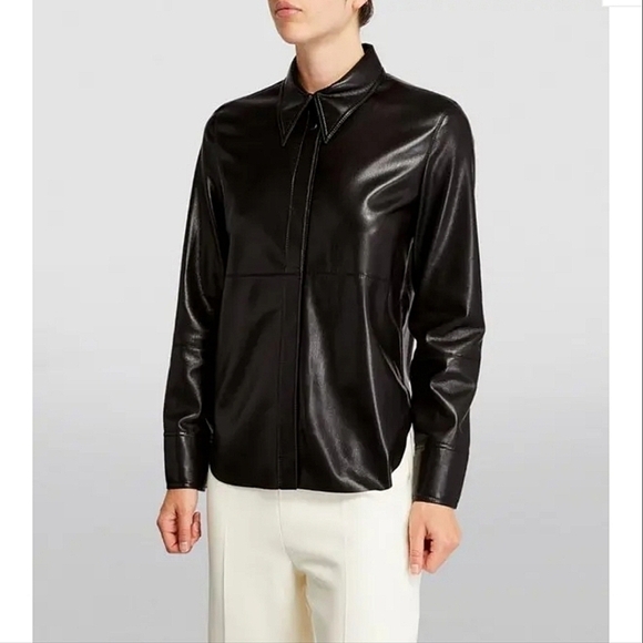 Nanushka Naum faux leather shirt black small NWOT - Picture 1 of 12